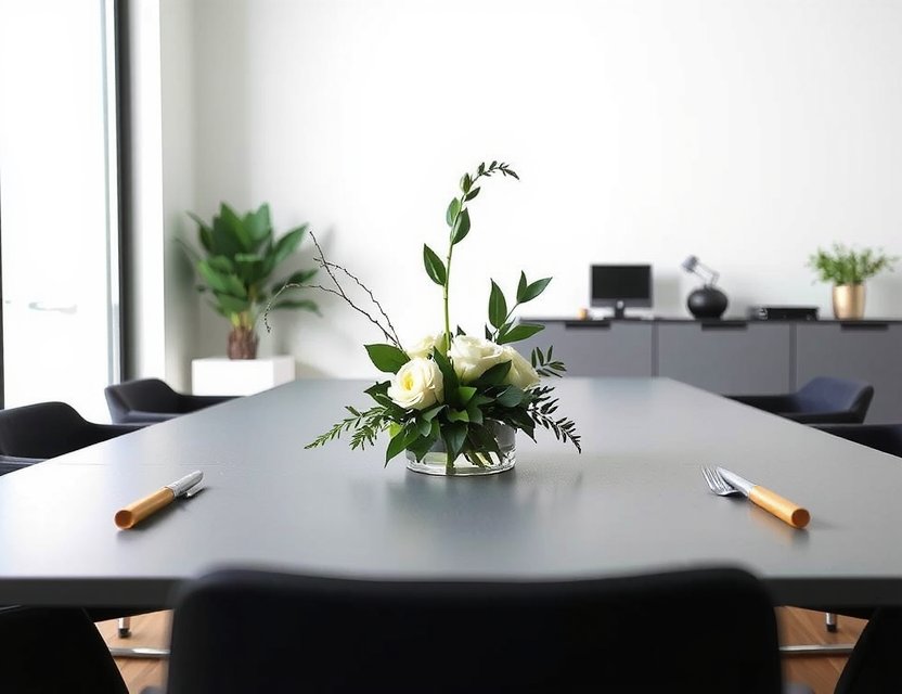 Corporate floral services with warm ivory and gold for businesses in Azerbaijan