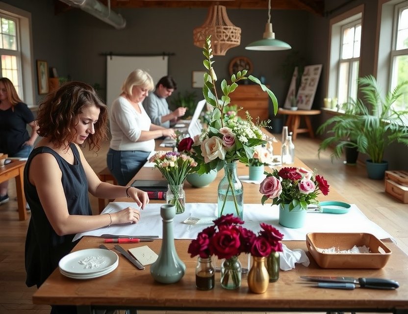 Workshop-inspired floral art with organic touches for botanical artistry Baku