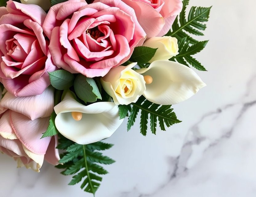 Elegant bespoke rose and peony arrangement in blush and ivory tones