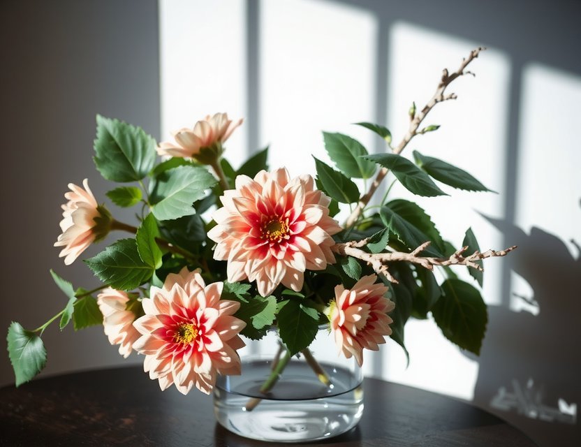 Delicate custom lily and hydrangea bouquet with organic textures