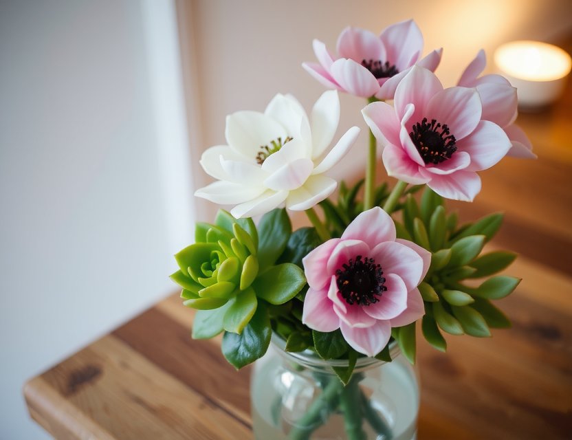 Cozy fireside floral accent for home settings