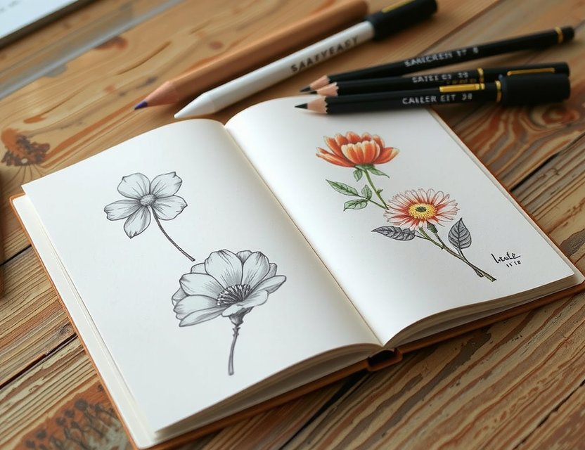 Initial concept sketching with floral inspirations